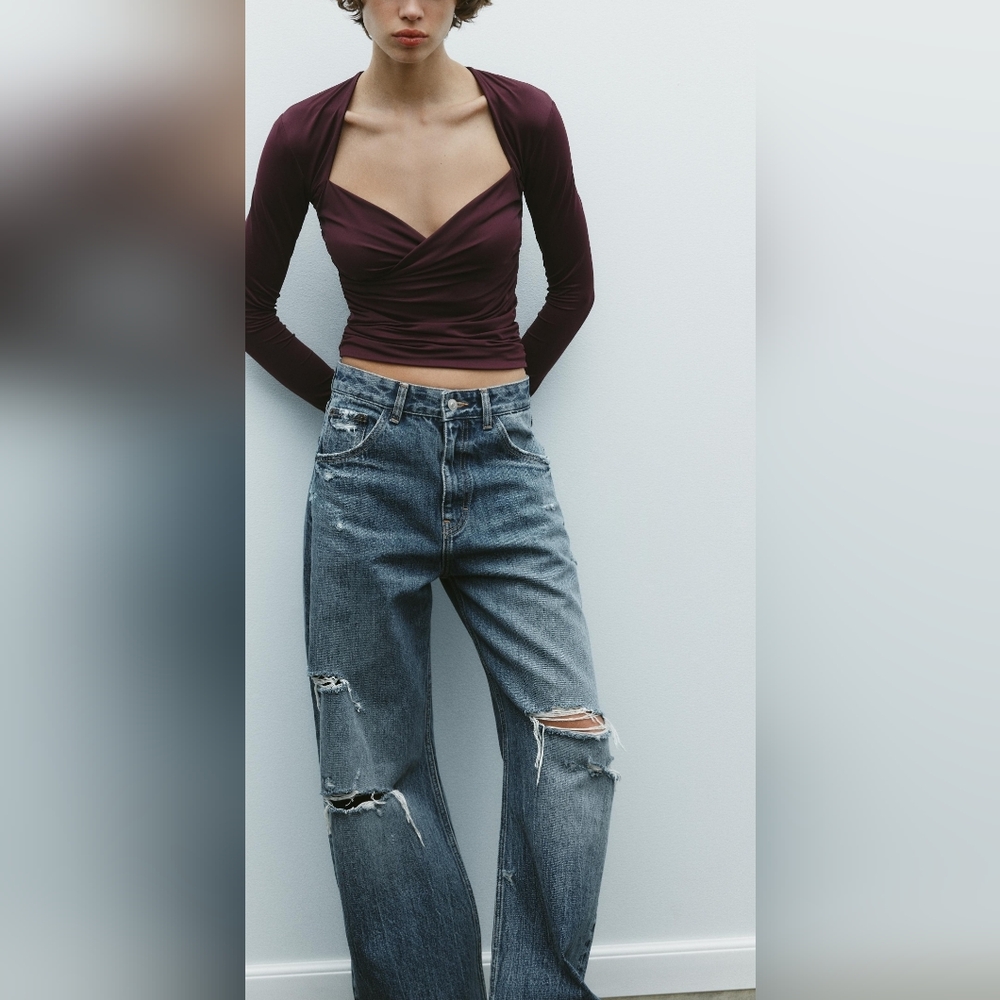 NWT ZARA Cropped Wrap Top SZL